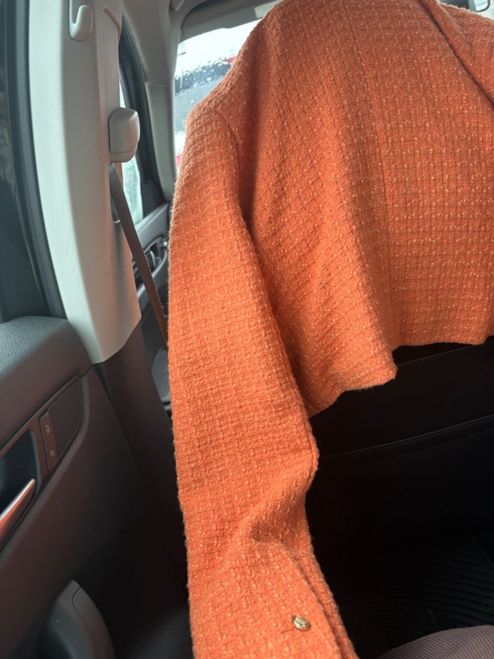 * Rust Textured Button Jacket * Burnt Orange Tweed Jacket * Chic Oversized Fall - Picture 2 of 3
